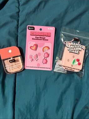 b.pure Pink Hand Sanitizer sweet Plum & Jasmine, Charm Case, & Decorative Charms